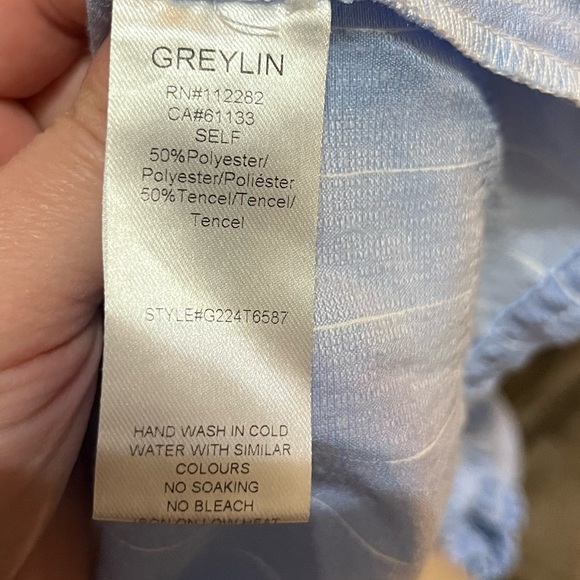 GREYLIN Light Blue w/white stripes Women's Top Size Small - Picture 3 of 9